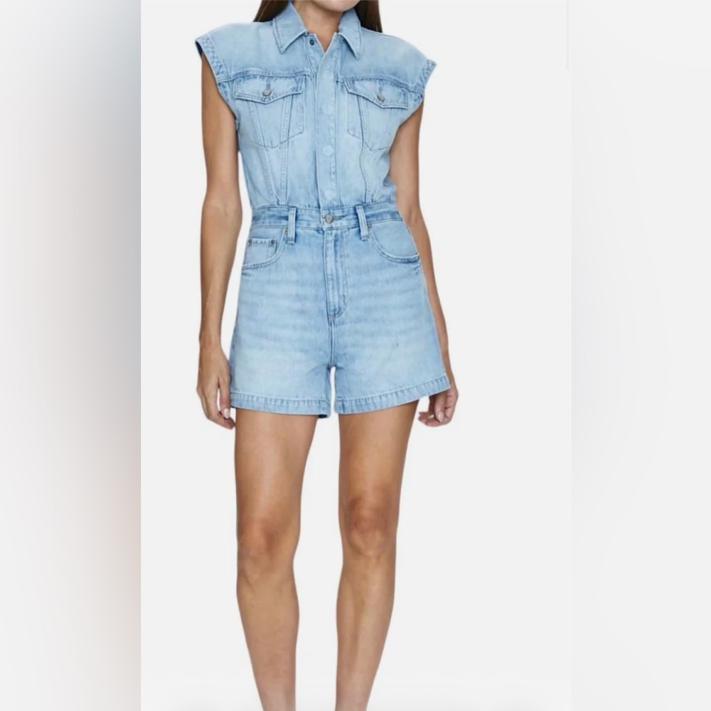 PISTOLA LENNOX MID-Summer Light Blue Denim Women's Shorts romper jumpsuit NWT